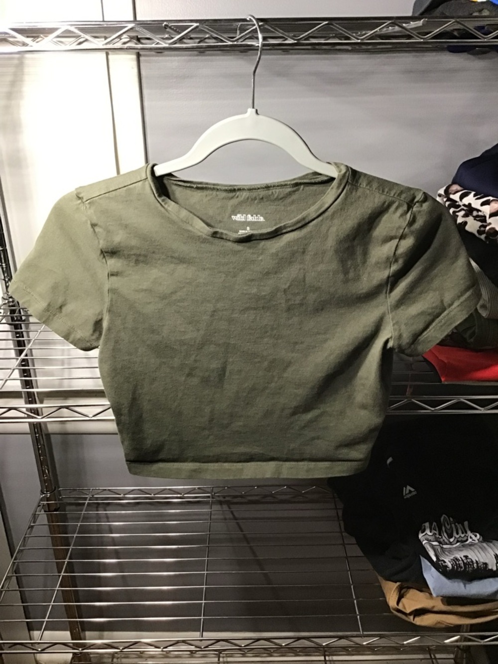 Olive Green Crop T-Shirt - Women